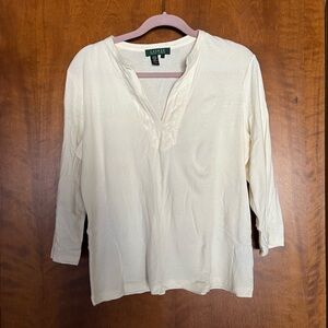 Ralph Lauren Cream Long Sleeve Women's Top